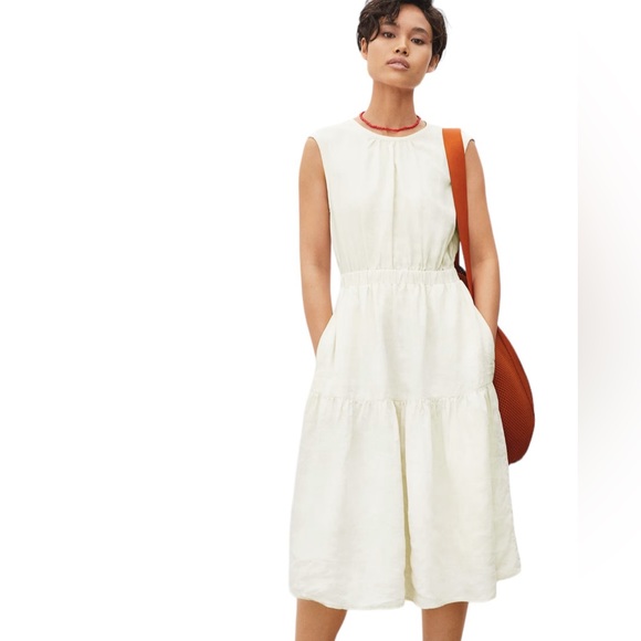 Everlane The Linen Open Back Dress Sz 6 Cream - Picture 1 of 14